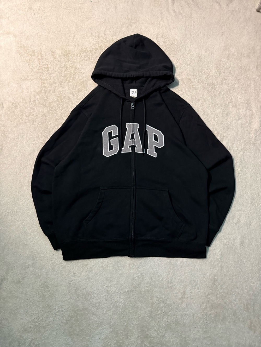 GAP Black Zip-Up Hoodie with Contrasting Logo